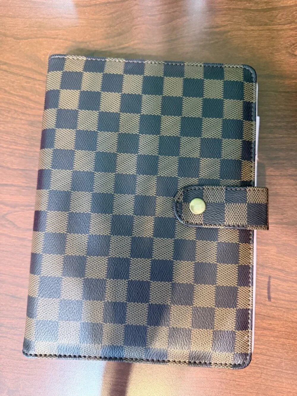 Designer Inspired Brown Checkered A5 Planner Binder Organizer Agenda EUC